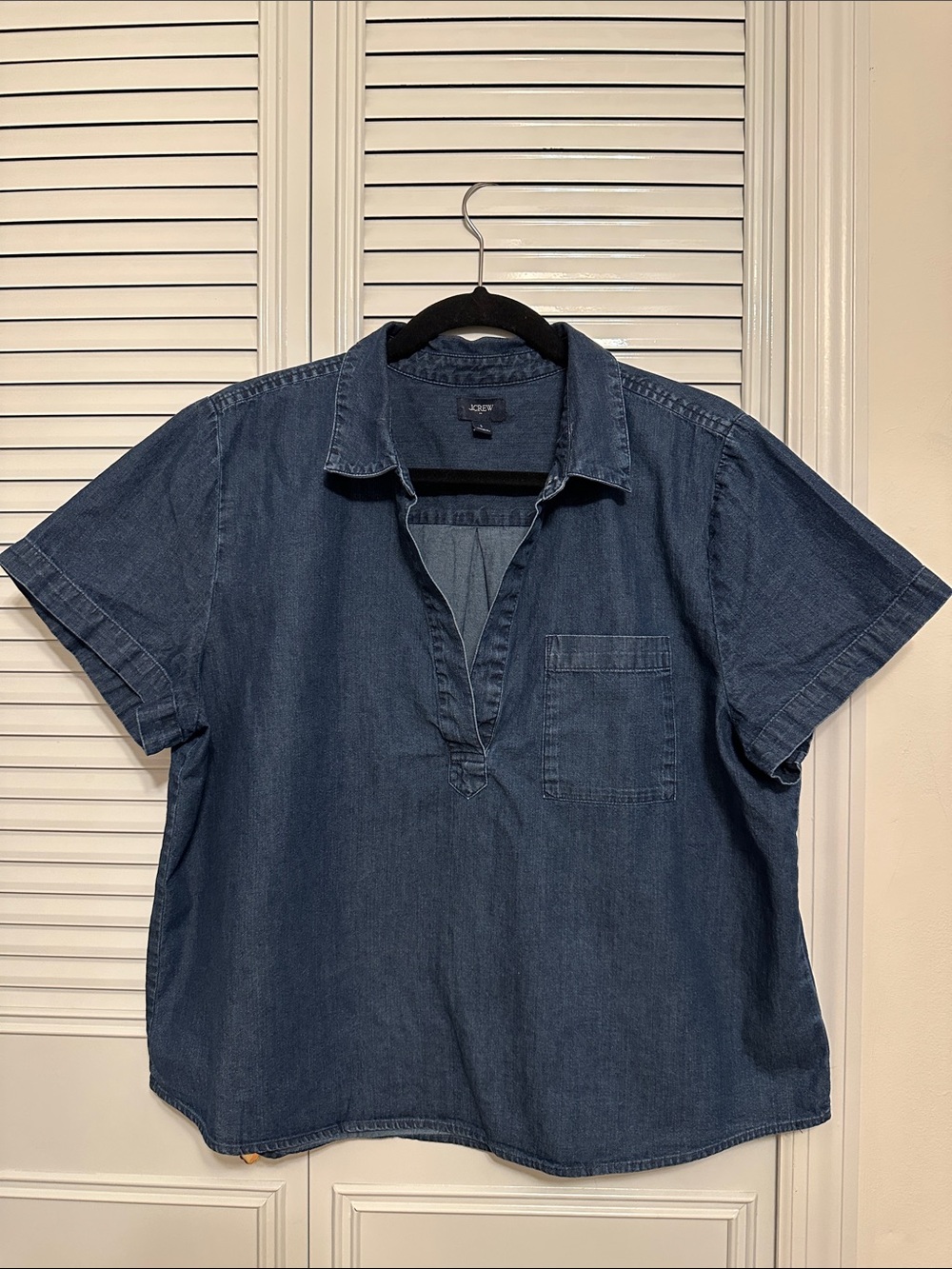J. Crew Factory Indigo Short-Sleeve Denim Pullover Shirt